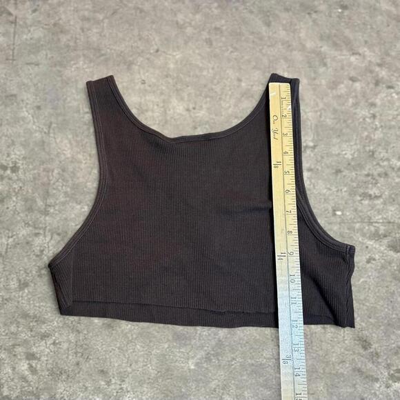 Old Navy chocolate brown cropped lace up top sz large - Picture 7 of 8